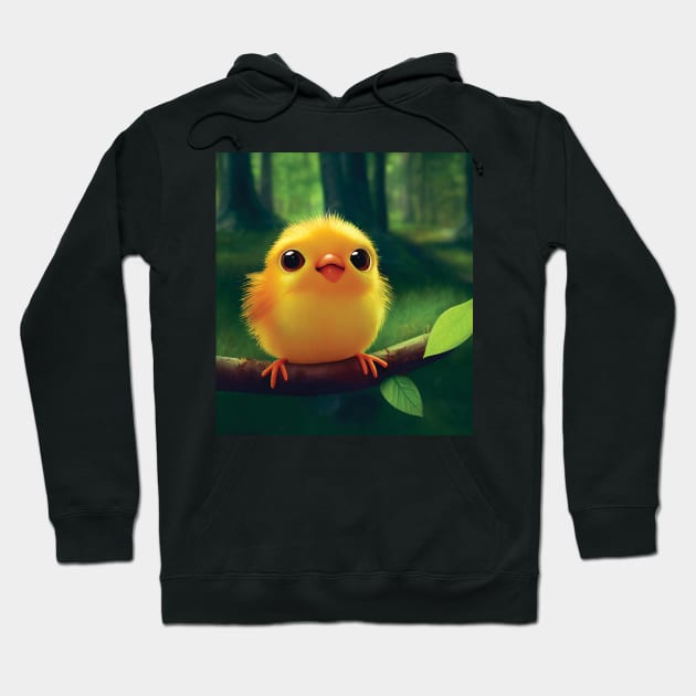 Cute Fluffy Chick or Baby Yellow Bird Hoodie by Geminiartstudio